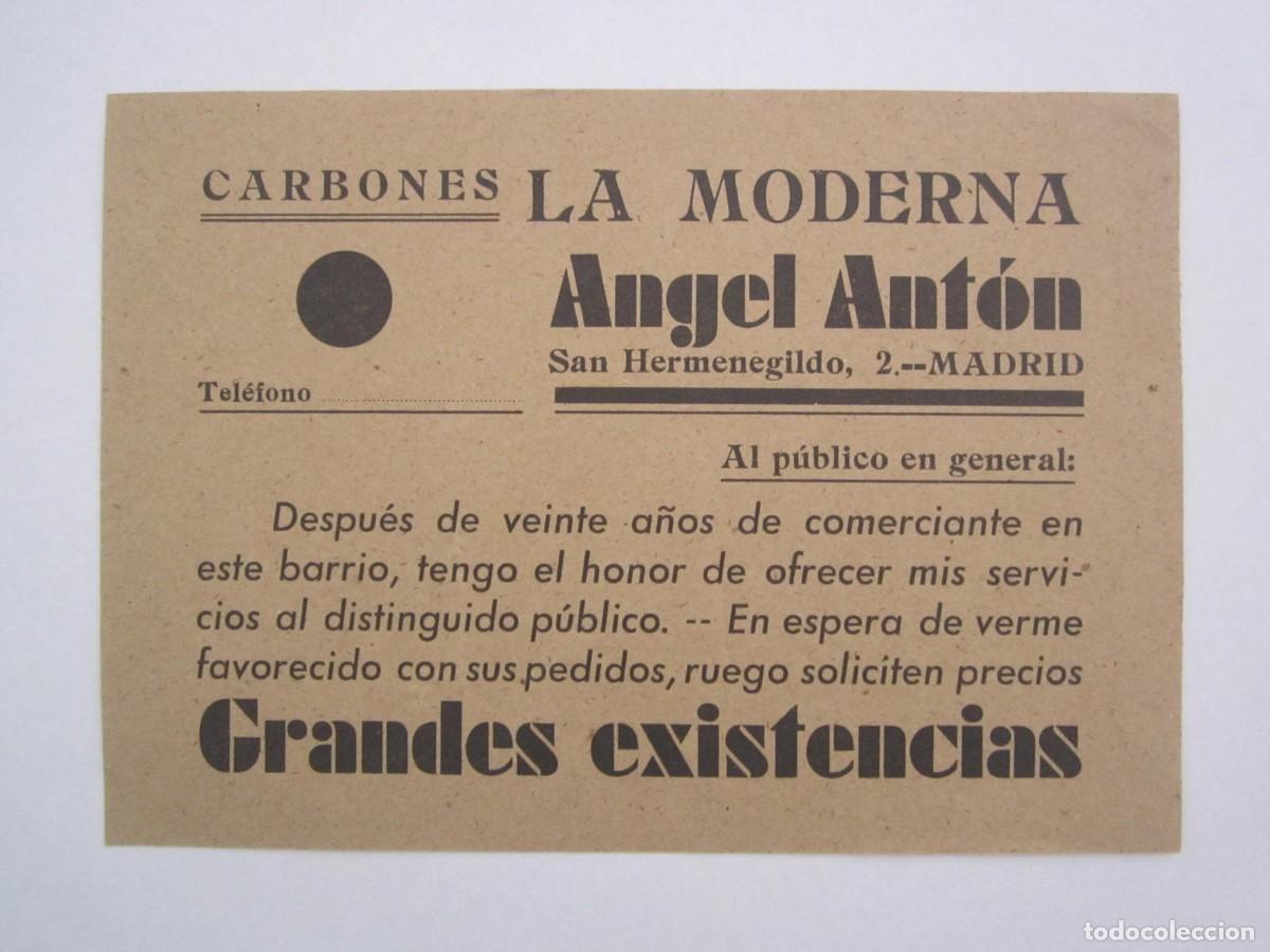Werbekataloge: CARTEL DE PUBLICIDAD DE CARBONES LA MODERNA MADRID