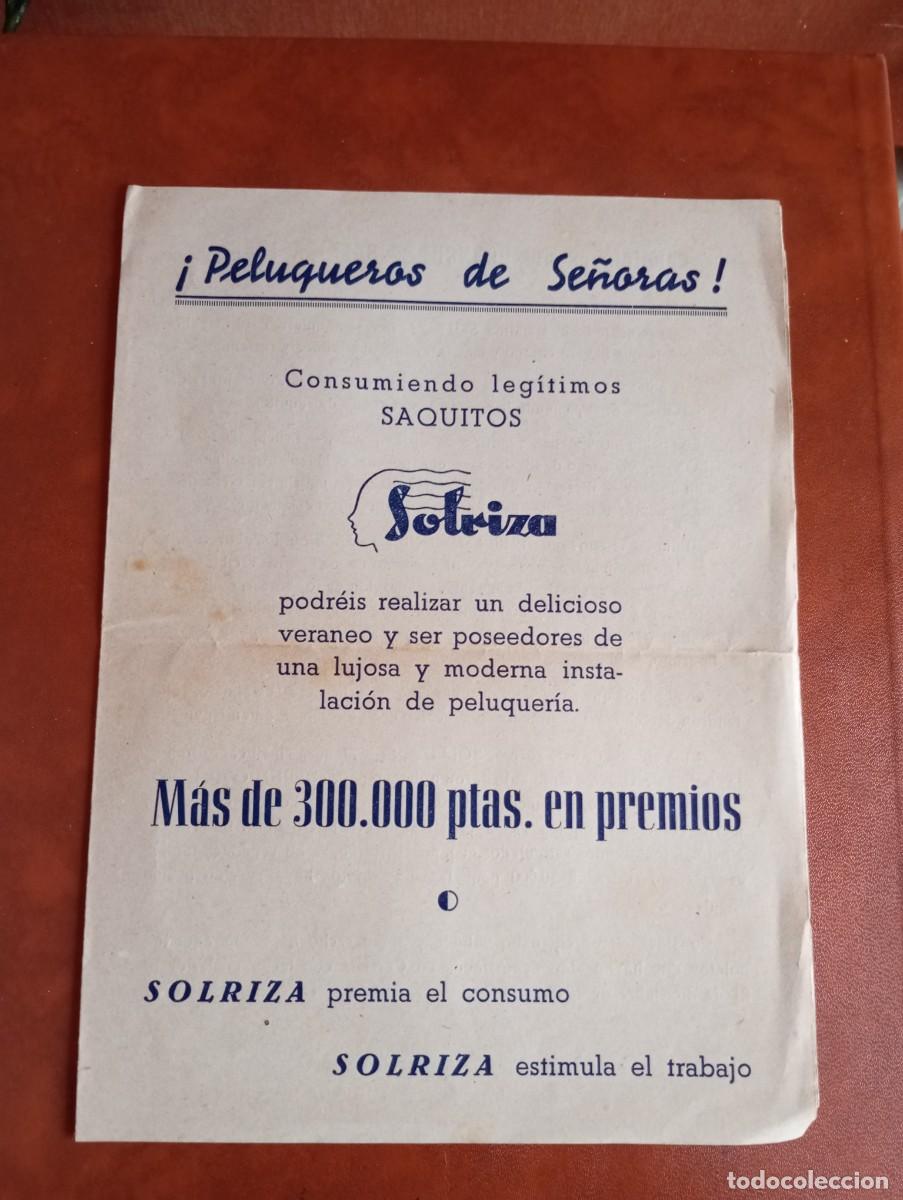 Catalogues publicitaires: ANTIGUA PUBLICIDAD DE SOLRIZA, ART&Iacute;CULOS DE PELUQUER&Iacute;A FEMENINA, 1948