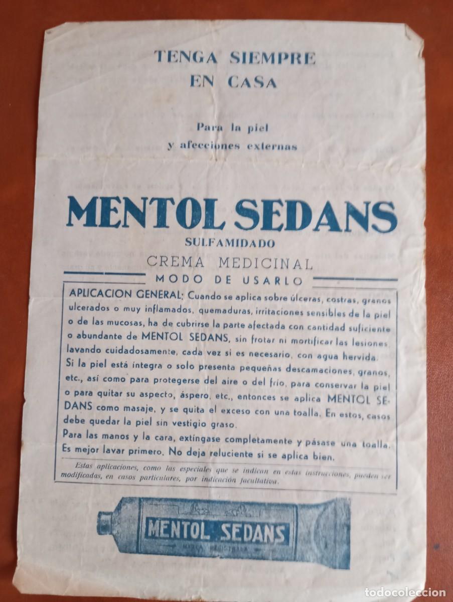 Catalogues publicitaires: ANTIGUA PUBLICiDAD DE CREMA MENTOL SEDANS PARA LA PIEL