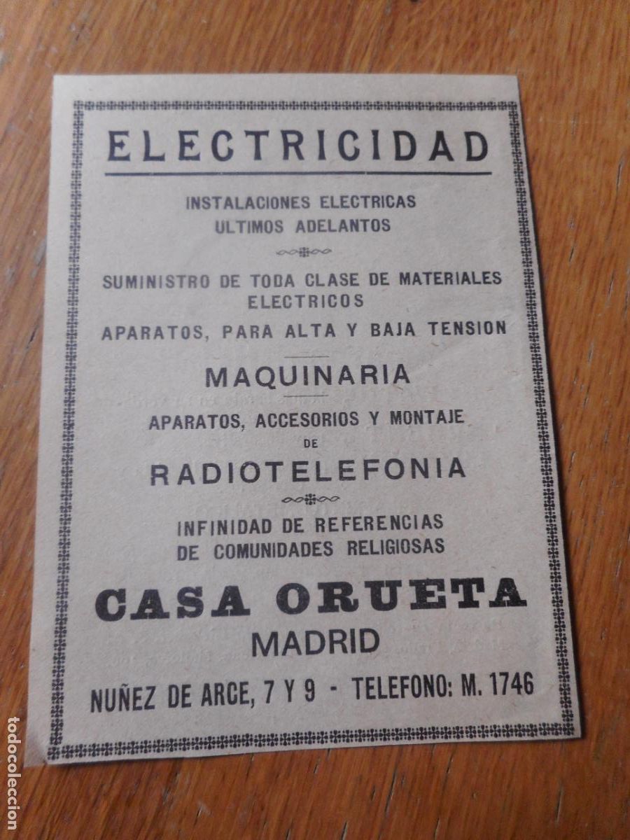 Catalogues publicitaires: ANTIGUA PUBLICIDAD ELECTRICIDAD MAQUINARIA CASA ORUETA MADRID- LAMPARAS PHILIPS ADOLFO HIELSCHER S.A