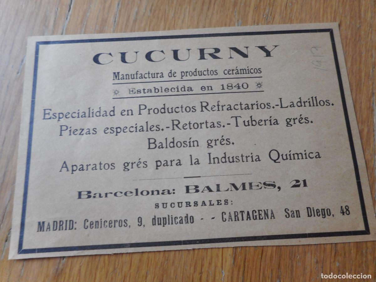 Catalogues publicitaires: ANTIGUA PUBLICIDAD CUCURNY PRODUCTOS CERAMICOS GRES-ALFRED H. SCHUTTE POLEAS BARCELONA 1917