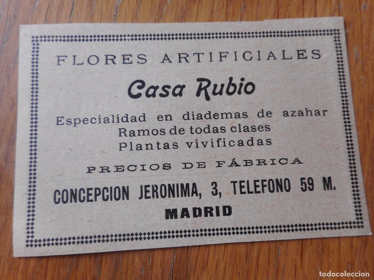 Catalogues publicitaires: ANTIGUA PUBLICIDAD CASA RUBIO FLORES ARTIFICIALES. MADRID