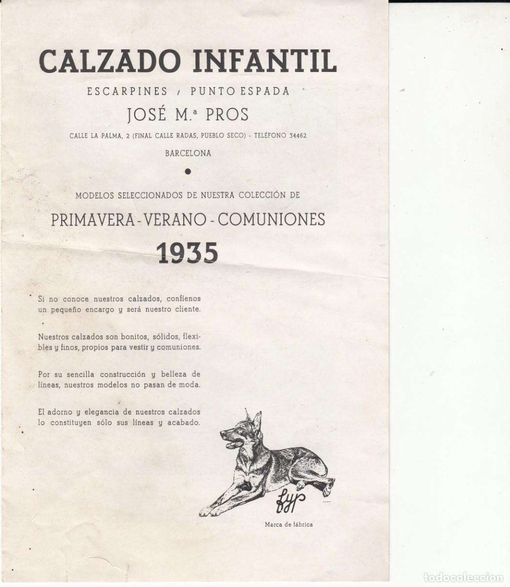 Catalogues publicitaires: TEM. CALZADO INFANTIL DE JOS&Eacute; MARIA PROS -BARCELONA -1935