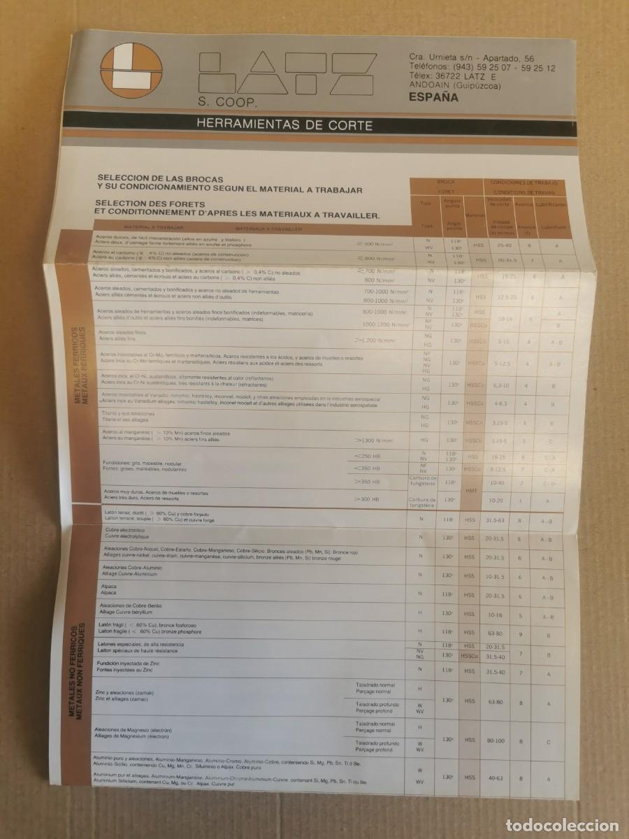 Catalogues publicitaires: FOLLETO PUBLICITARIO INDUSTRIAL TR&Iacute;PTICO LATZ. HERRAMIENTAS DE CORTE.
