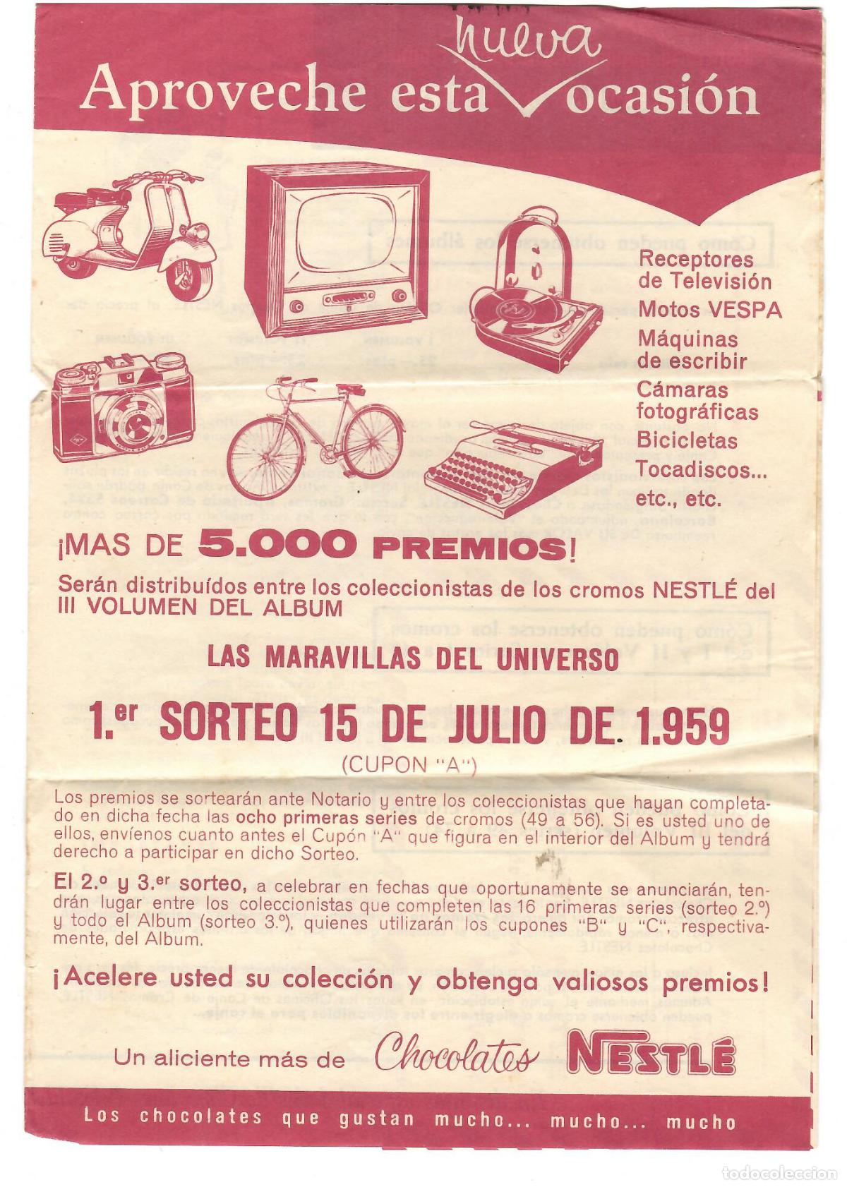 Catalogues publicitaires: Publicidad Chocolates NESTL&Eacute;. &Aacute;lbum. 1959. diptico con vale. 6 hojas. 16 x 24 cm . Vell i Bell
