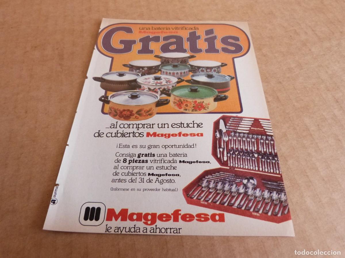 Werbekataloge: Anuncio cuberteria Magefesa con bateria vitrificada gratis - Publicidad de los a&ntilde;os 70