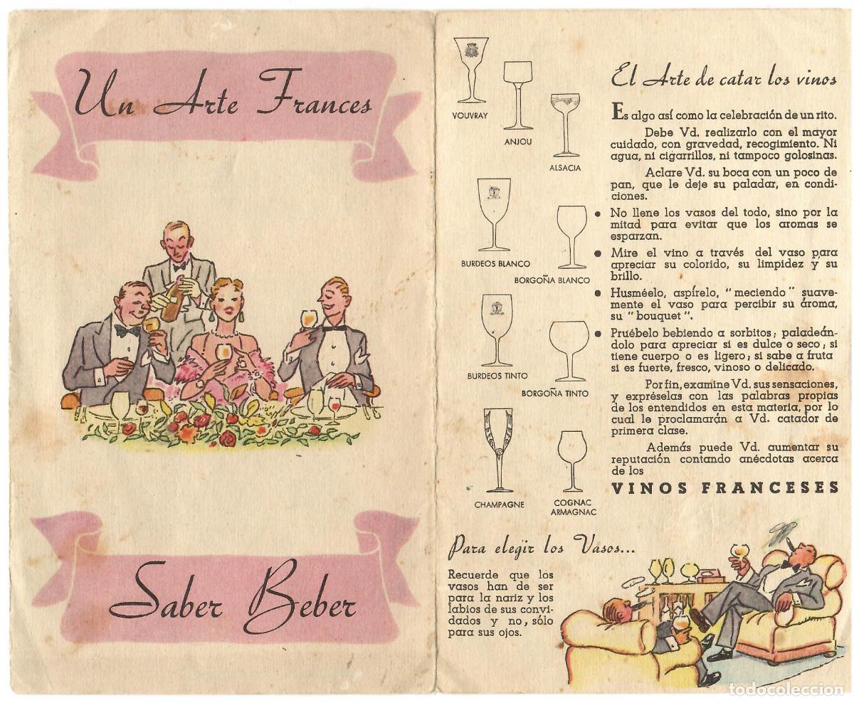 Catalogues publicitaires: Vinos. Saber beber. Un arte frances. 11 x 18 cms. hoja doblada en cuatro..- Vell i Bell