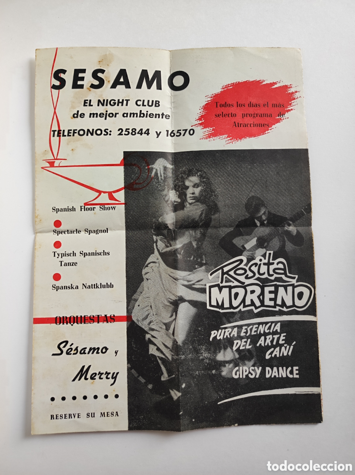 Cataloghi pubblicitari: Sesamo night club Rosita Moteno, Linda Vidal, Maru Quiros, Mallorca, los 3 de Alcazar