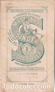 Catalogues publicitaires: Cat&aacute;logo M&aacute;quinas Singer para Coser. 1 Enero 1899