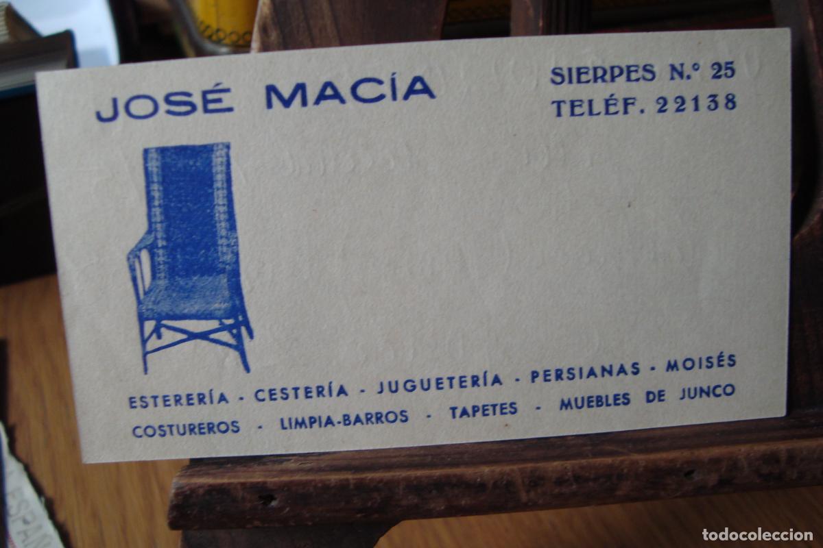 Catalogues publicitaires: ANTIGUA TARJETA COMERCIAL JOSE MACIA. ESTERERIA CESTERIA JUGUETERIA. SEVILLA