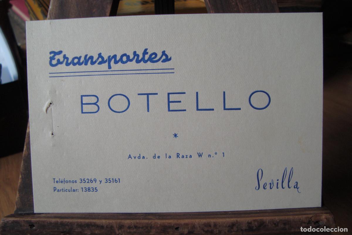 Catalogues publicitaires: ANTIGUA TARJETA COMERCIAL TRANSPORTES BOTELLO SEVILLA