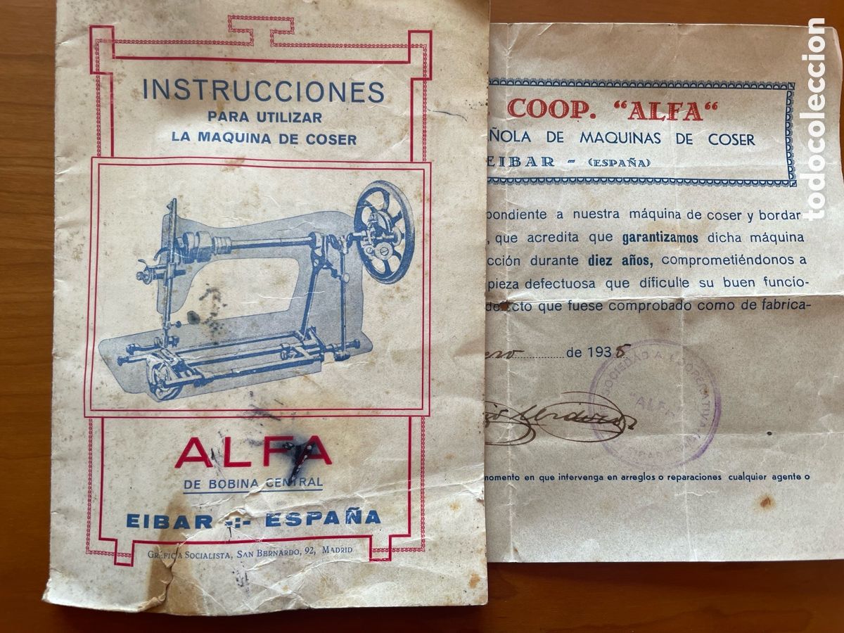 Cat&aacute;logos publicitarios: manual de instrucciones m&aacute;quina de coser Alfa