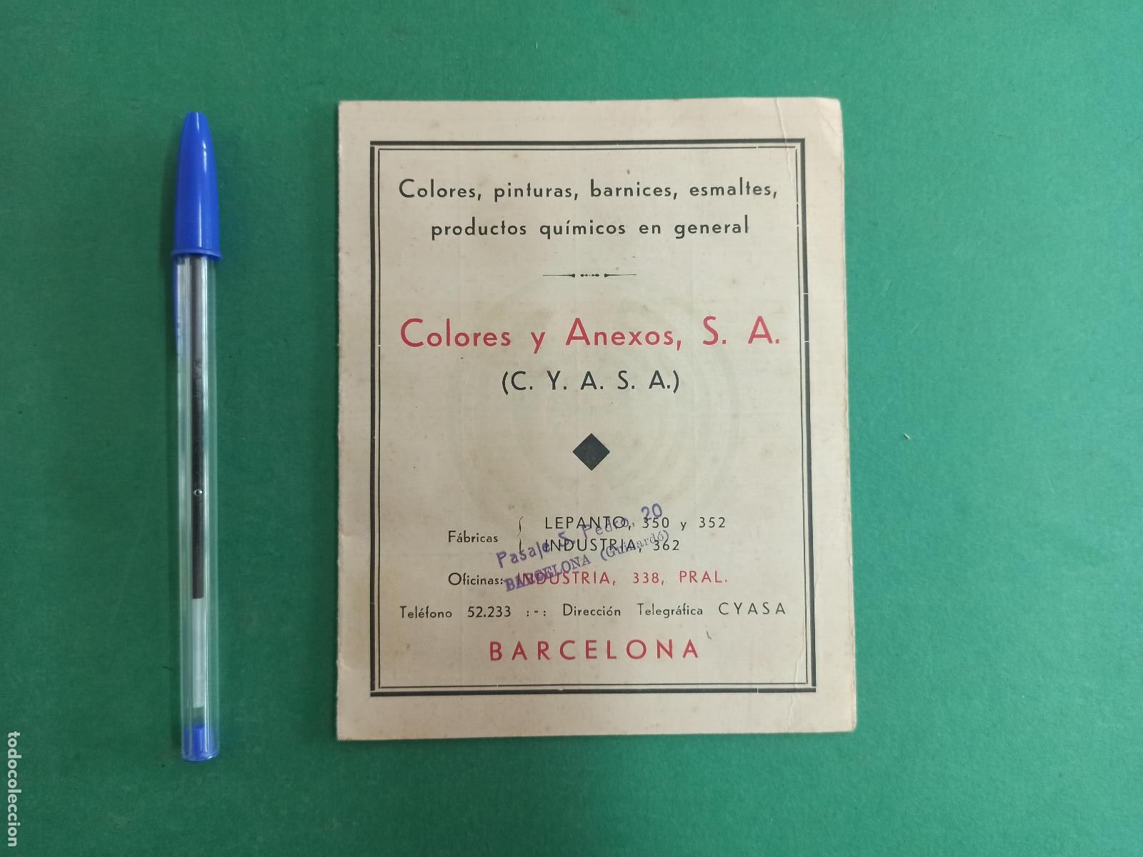 Catalogues publicitaires: Antigua publicidad de C.Y.A.S.A. Colores y Anexos. Pinturas, colores, barnices.. Barcelona.