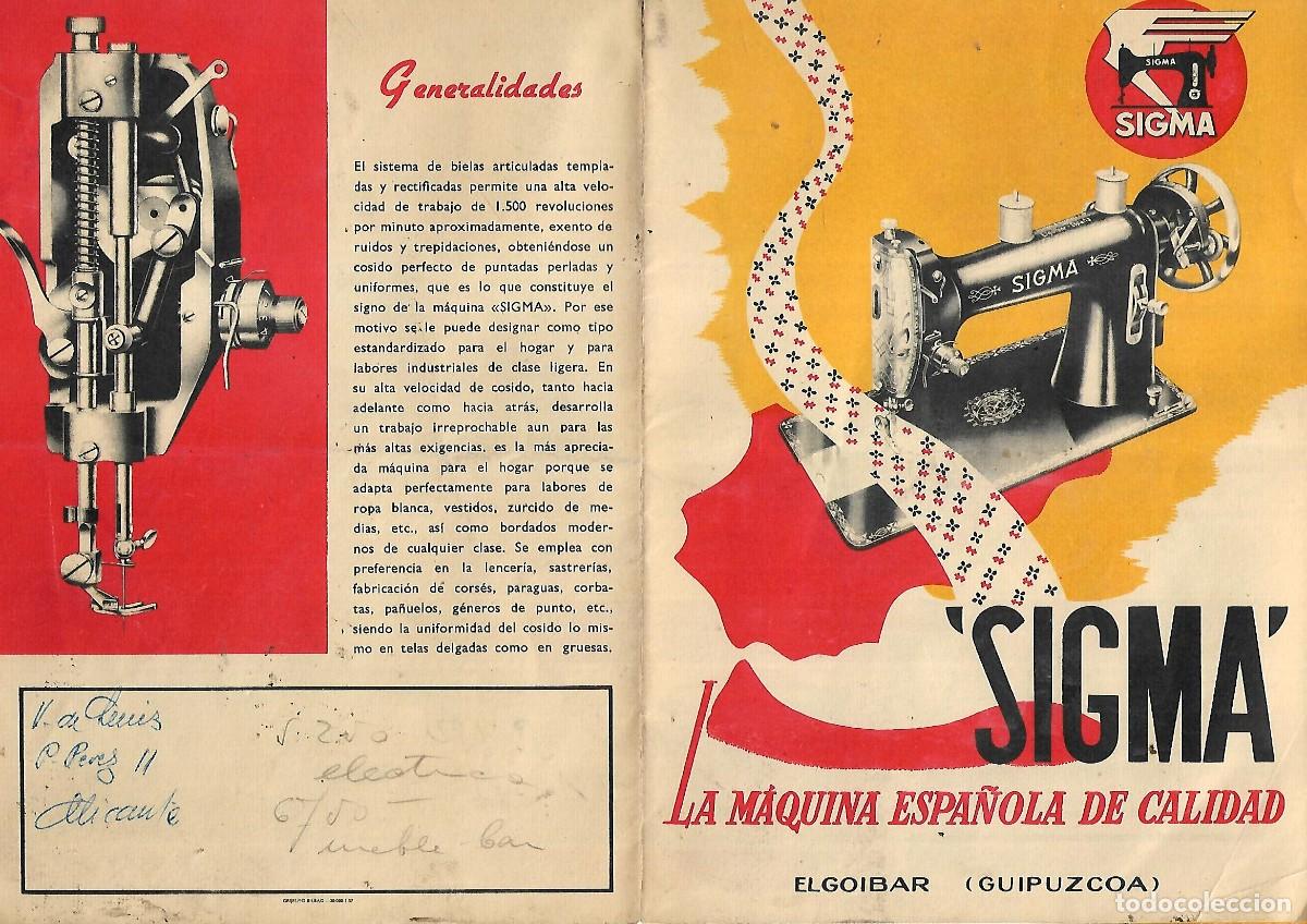 Cataloghi pubblicitari: M3- FOLLETO PUBLICIDAD SIGMA MAQUINA DE COSER MODELO 100 ELGOIBAR.-GUIPUZCOA