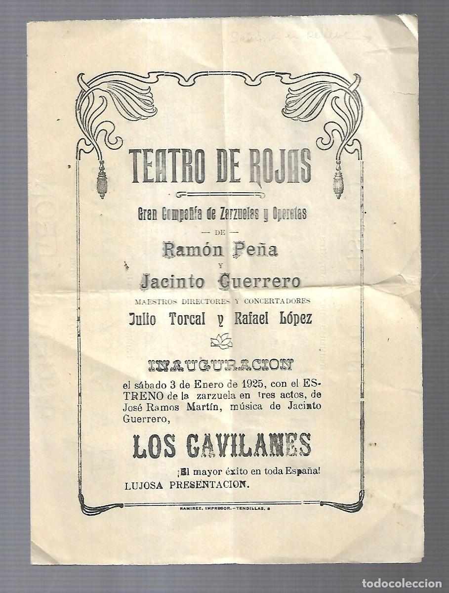 Werbekataloge: M3- TEATRO DE ROJAS PROGRAMA DEL 3 -1- 1.925