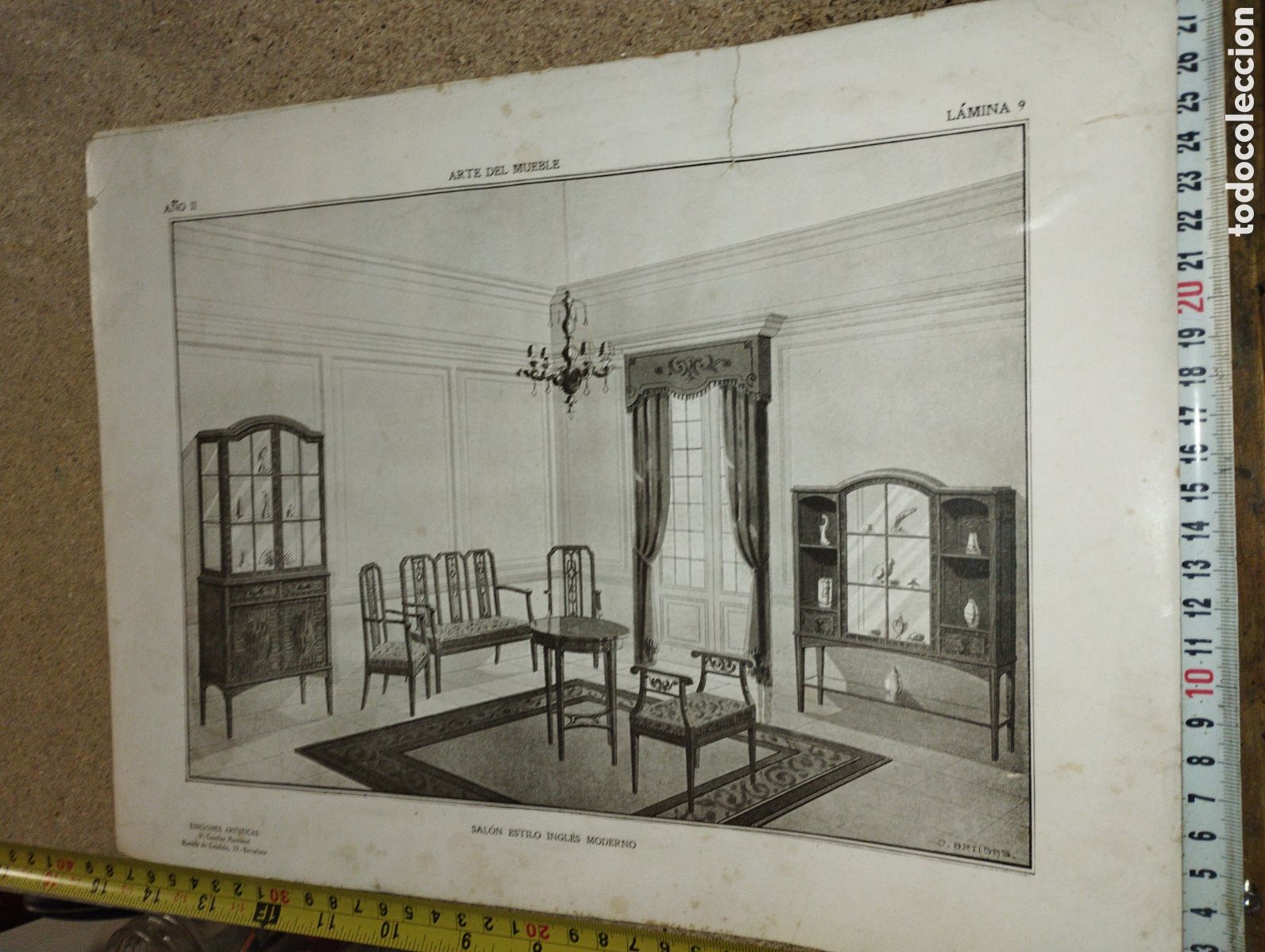 Cat&aacute;logos publicit&aacute;rios: El Arte del Mueble A&ntilde;o II Lamina n&deg;9 SALON ESTILO INGLES MODERNO Ediciones Art&iacute;sticas