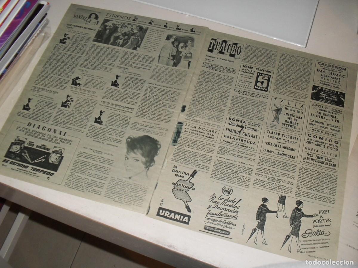 Werbekataloge: LAMINA PUBLICITARIA,CASI FORMATO PERIODICO,CARTELITO PELICULA EL ULTIMO TORPEDO.A&Ntilde;OS 60