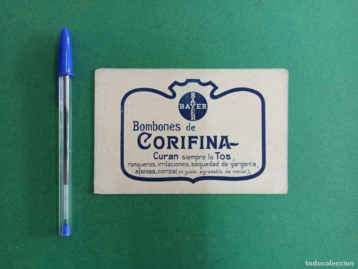 Cat&aacute;logos publicitarios: Antigua publicidad Bayer. Bombones de Corifina. Para curar la tos.