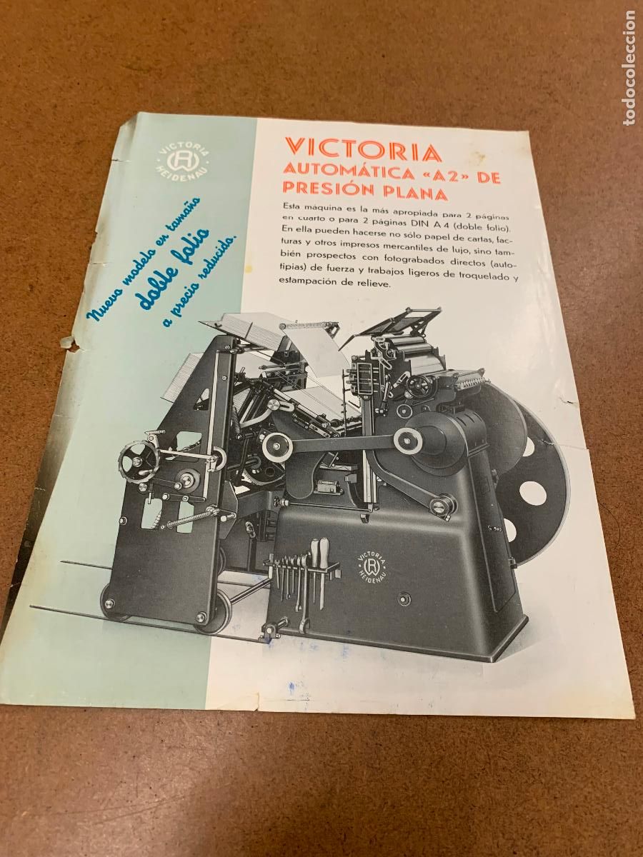 Cat&aacute;logos publicit&aacute;rios: RICHARD GANS. Antiguo folleto de la maquina de impresion VICTORIA, HEIDENAU. Maquina para imprenta