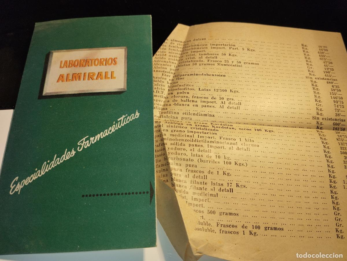 Catalogues publicitaires: CAT&Aacute;LOGO DE FARMACIA LISTIN DE PRECIOS LAB. ALMIRALL CON PUBLICIDAD // A&Ntilde;OS 50