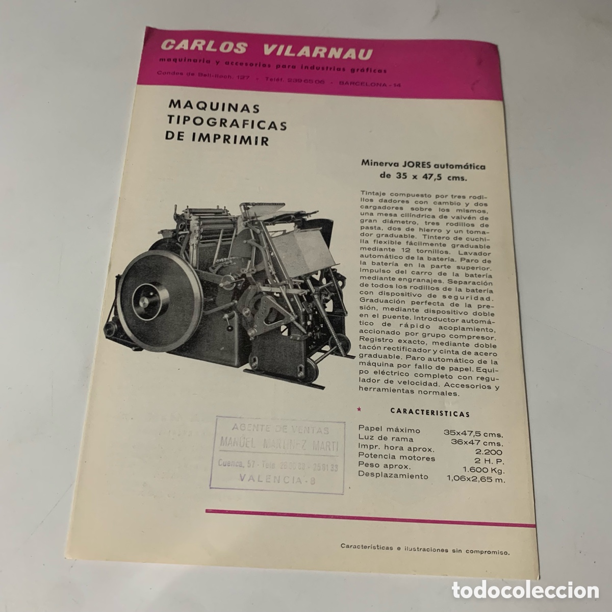 Catalogues publicitaires: CATALOGO A&Ntilde;OS 60 DE MAQUINAS TIPOGRAFICAS DE IMPRIMIR CARLOS VILARNAU