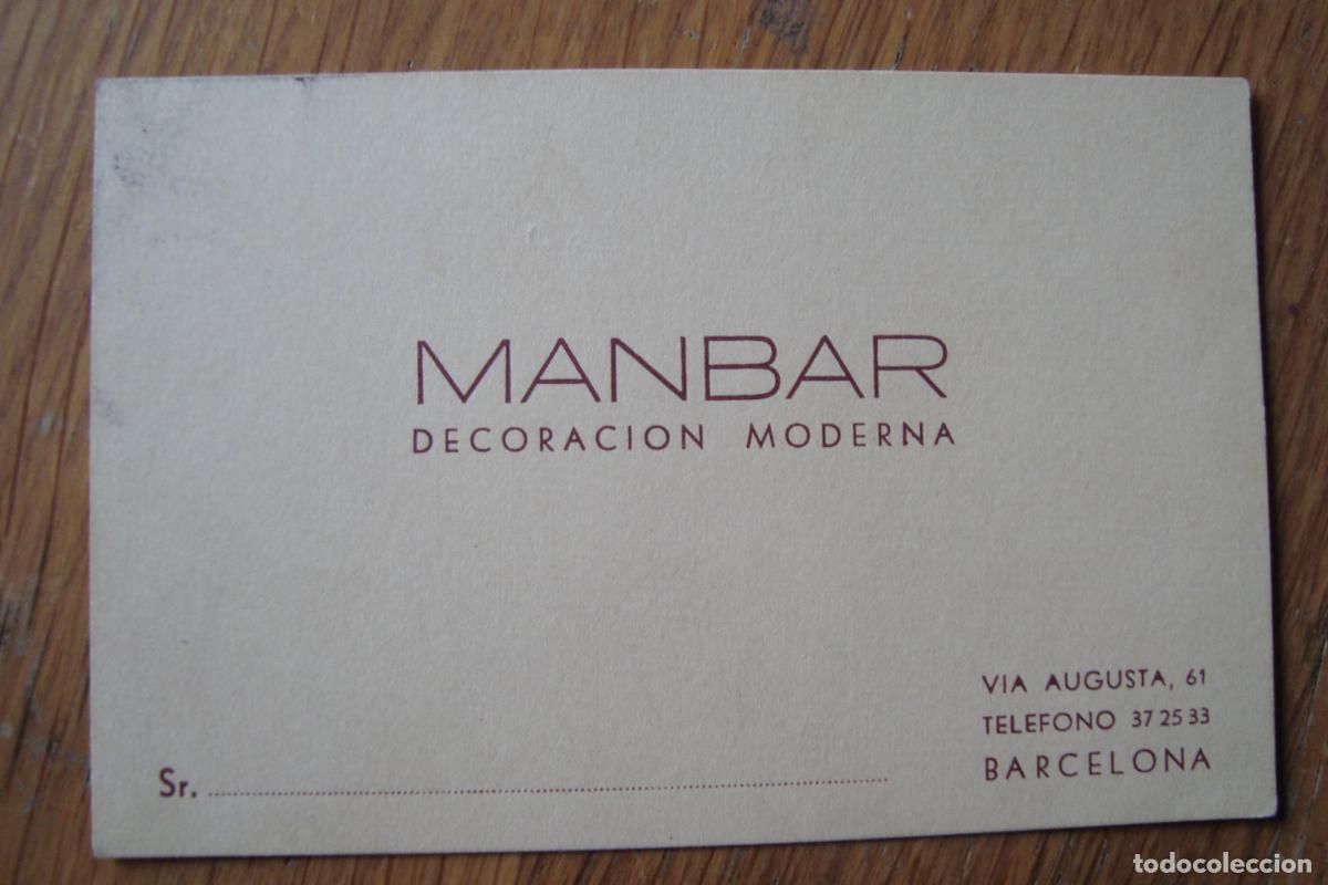 Catalogues publicitaires: ANTIGUA TARJETA COMERCIAL MANBAR DECORACION MODERNA. BARCELONA