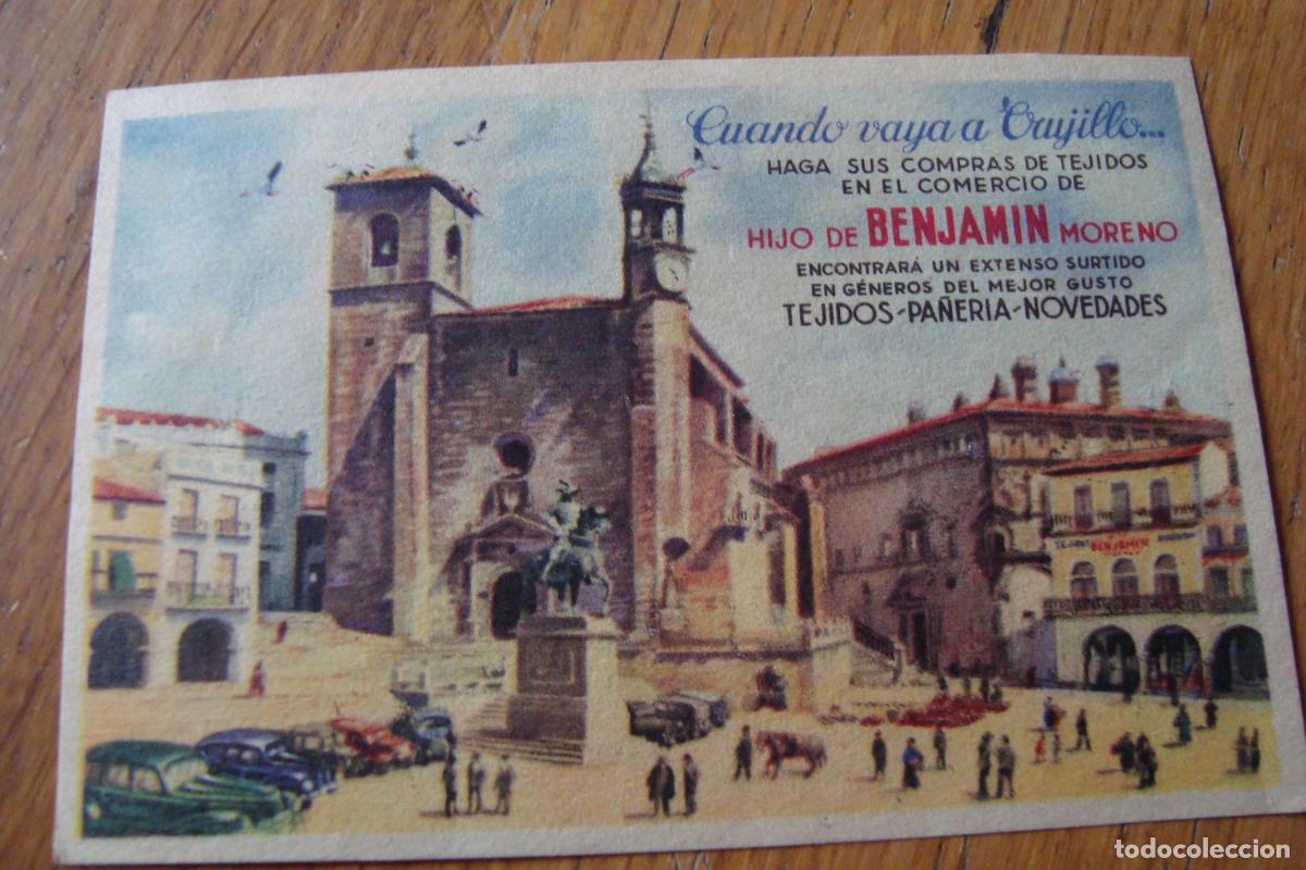 Advertising Catalogs: ANTIGUA TARJETA TIPO CROMO PA&Ntilde;ERIA TEJODOS. HIJO DE BENJAMIN MORENO. TRUJILLO A&Ntilde;OS 40?