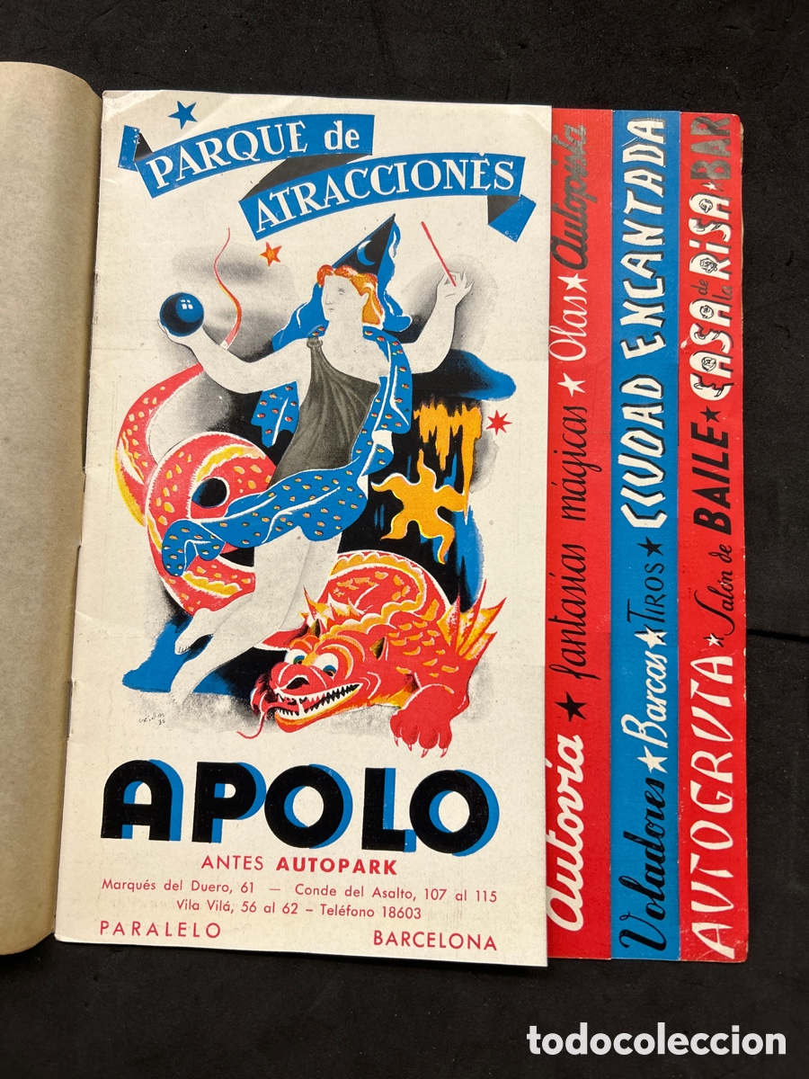 Advertising Catalogs: Gu&iacute;a Cat&aacute;logo Parque de Atracciones Apolo, antes Autopark, Paralelo Barcelona, original a&ntilde;os 50-60.