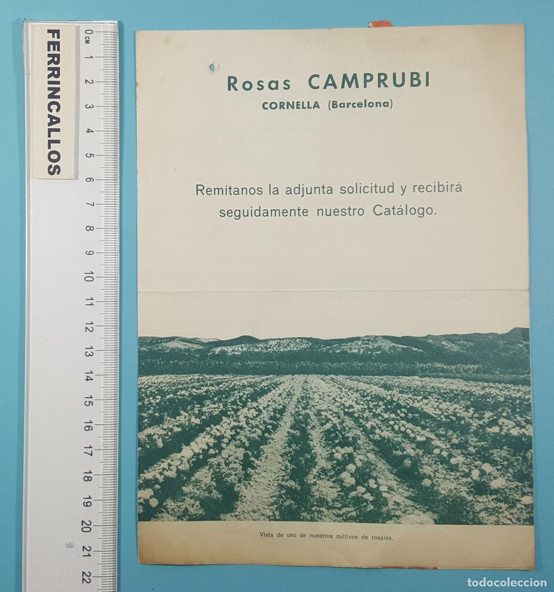 Werbekataloge: FOLLETO DIPTICO SOLICITUD DE CAT&Aacute;LOGO DE ROSAS CAMPRUB&Iacute;, CORNELLA, A&Ntilde;OS 50