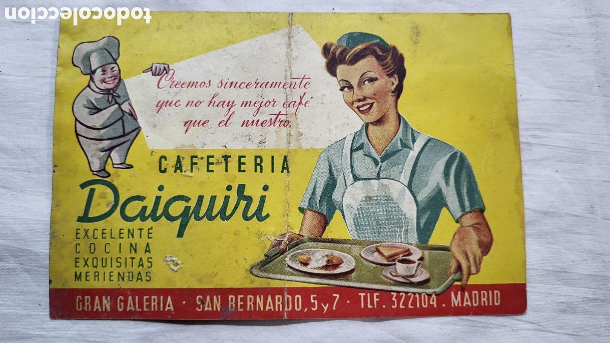 Werbekataloge: Papel publicitario antiguo Cafeter&iacute;a Daiquiri Madrid