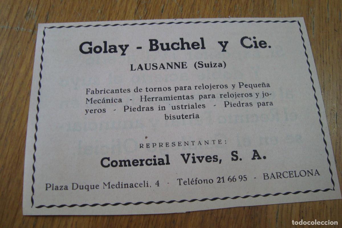 Advertising Catalogs: ANTIGUA PUBLICIDAD GOLAY - BUCHEL Y CIE. LAUSANNE SUIZA. FABRICANTES TORNOS RELOJEROS. BARCELONA