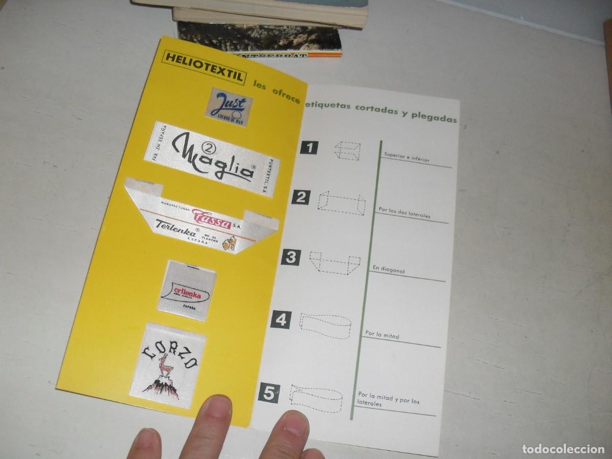 Advertising Catalogs: FOLLETO PUBLICITARIO HELIO TEXTIL LES OFRECE 5 ETIQUETAS,CORTADA Y PLEGADAS,A&Ntilde;OS 70