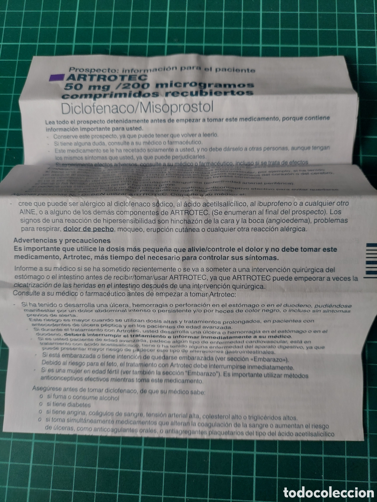 Advertising Catalogs: Pr&oacute;speto medicamentos ARTOTEC 50 MG DICLOFENACO /Misoorostol PFZER