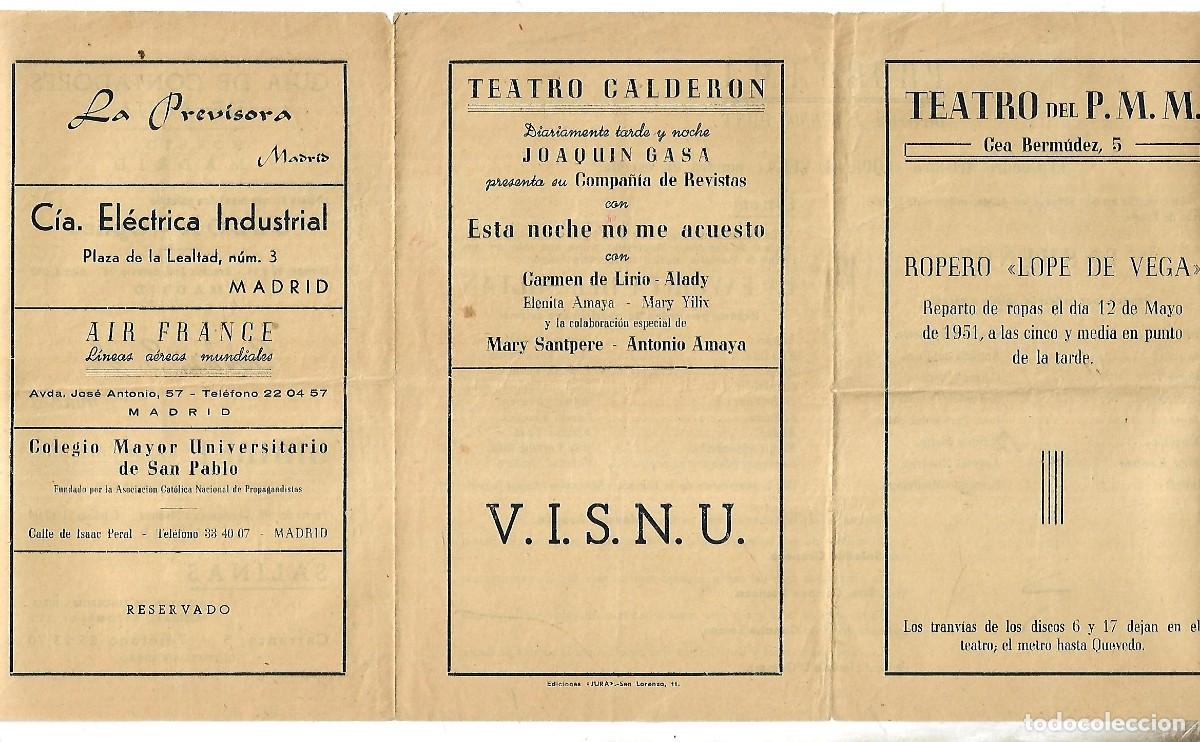 Cat&aacute;logos publicit&aacute;rios: M3- TRIPTICO -TEATRO CALDERON Y TEATRO P. M. M. - ROPERO -LOPE DE VEGA EL 12 - MAYO DE 1.951