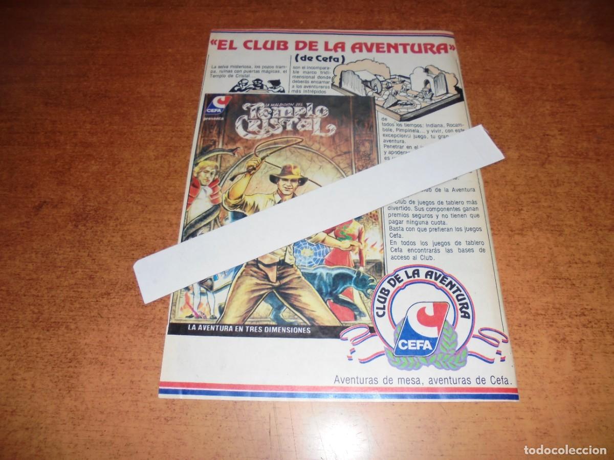 Cat&aacute;logos publicitarios: PUBLICIDAD 1985: EL CLUB DE LA AVENTURA, DE CEFA. LA MALDICI&Oacute;N DEL TEMPLO DE CRISTAL.