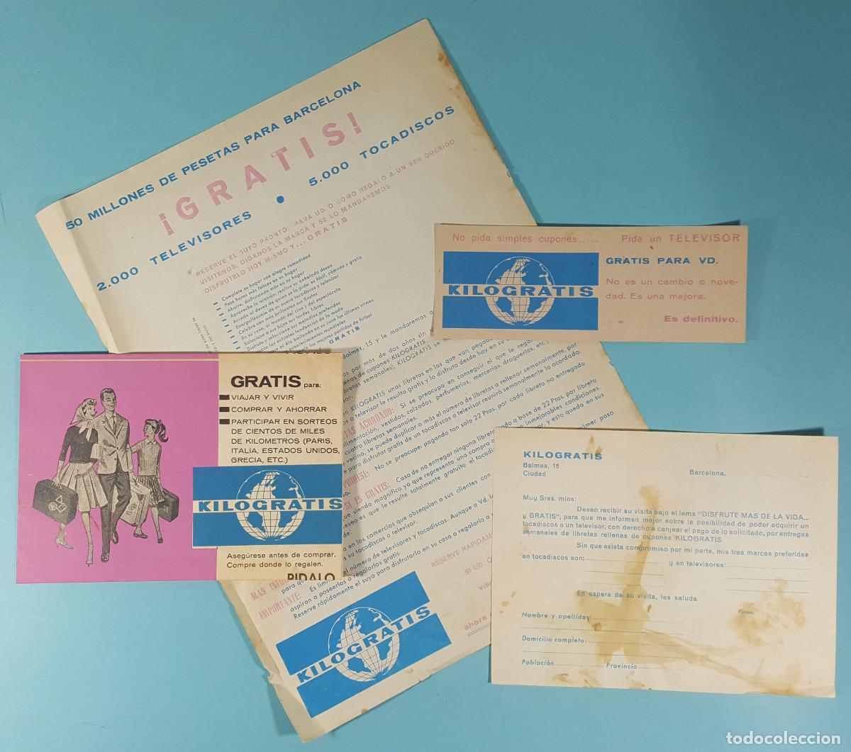 Werbekataloge: LOTE DOCUMENTOS KILOGRATIS: LIBRETA CUPONES, CARTA PRESENTACI&Oacute;N... BARCELONA A&Ntilde;OS 50 O 60