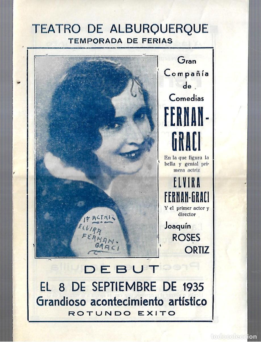 Advertising Catalogs: M33- PROGRAMA DEL TEATRO ALBURQUERQUE -TEMPORADAS DE FERIAS DEL 8 -SEPTBRE DE 1.935