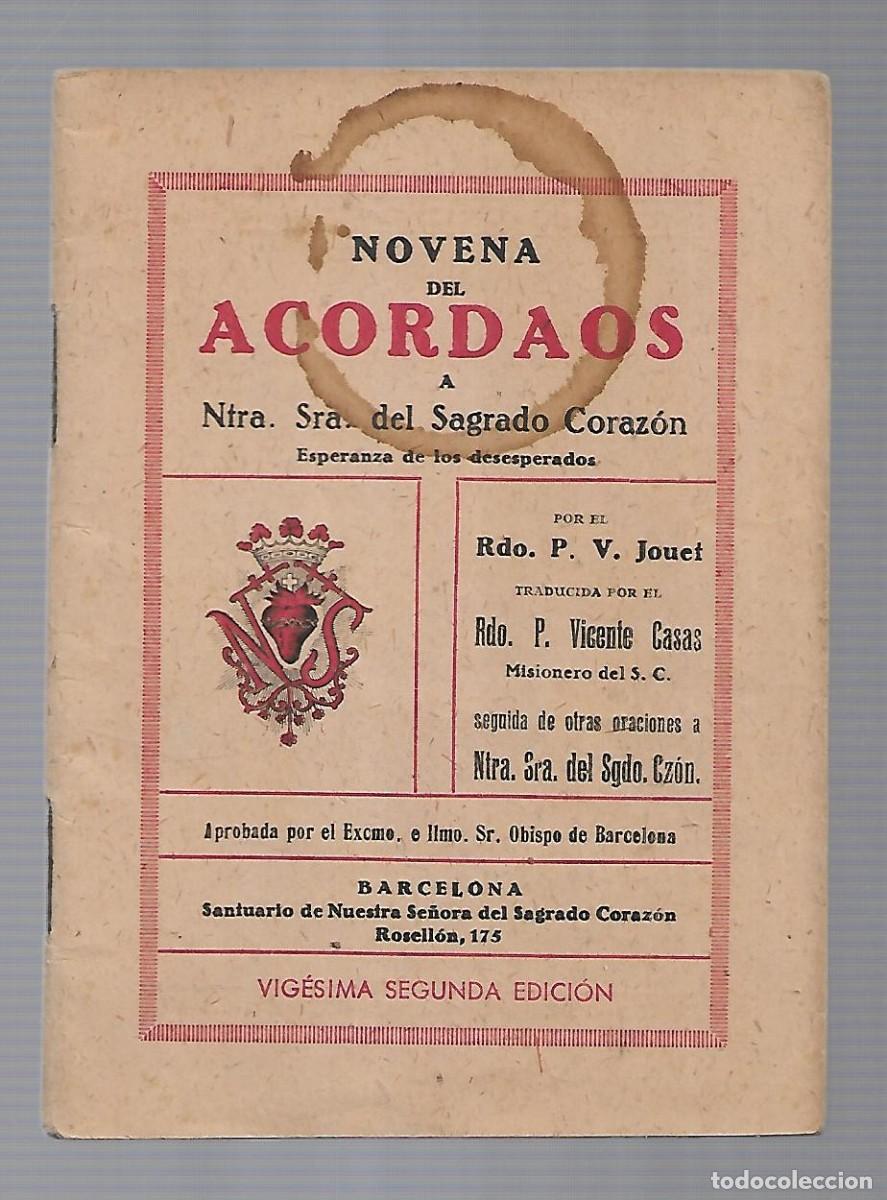 Werbekataloge: M33- NOVENA DEL AC&Oacute;RD&Atilde;OS A NTRA.SRA.DEL SAGRADO CORAZ&Oacute;N. ESPERANZA DE LOS DESESPERADOS. BARNA 1.889