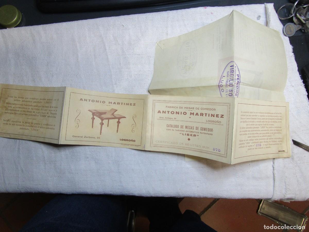 Werbekataloge: ANTONIO MARTINEZ / LOGRO&Ntilde;O- CATALOGO MESAS COMEDOR, S/F APROX 1930 DESPLEGABLE + 2 HOJAS +