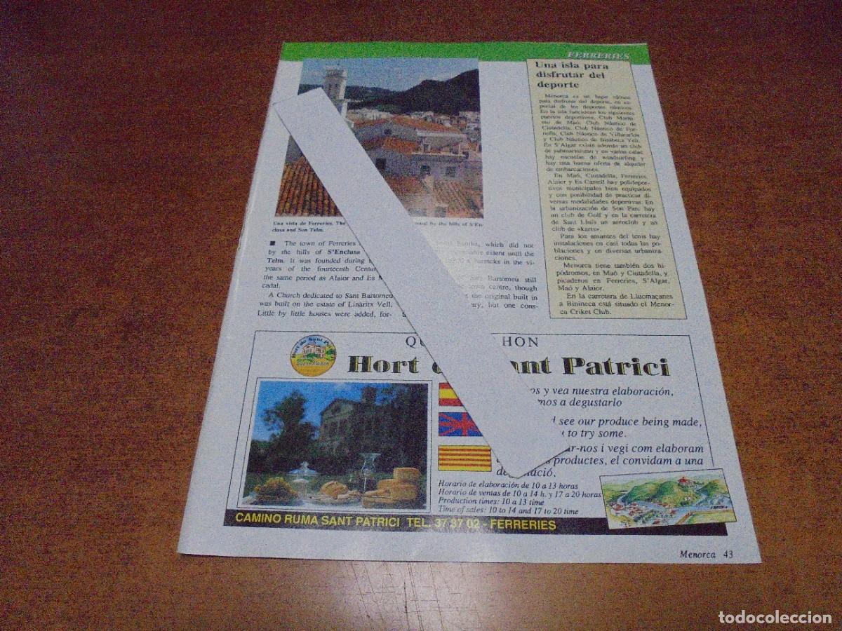 Cat&aacute;logos publicitarios: PUBLICIDAD 1994, QUESO MAHON HORT DE SANT PATRICI / SA PARERETA, BAR RESTAURANTE, SAN LUIS