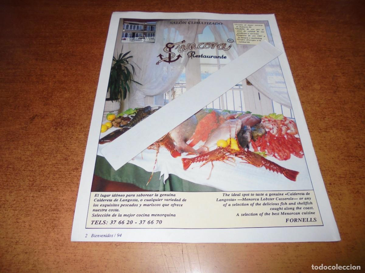 Cat&aacute;logos publicitarios: PUBLICIDAD 1994, S'ANCORA RESTAURANTE. FORNELLS.