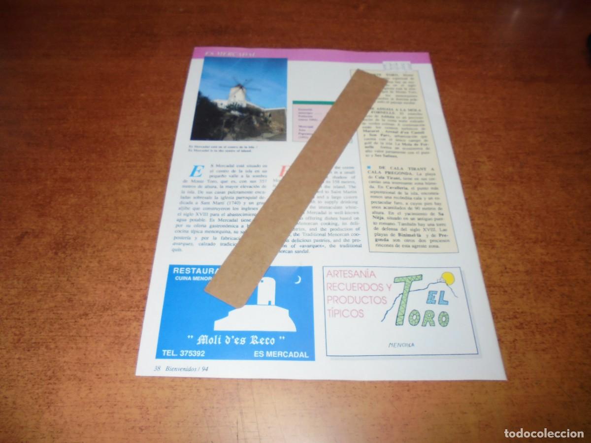 Cat&aacute;logos publicitarios: PUBLICIDAD 1994, MENORCA: MOLI D'ES RECO, RESTAURANT - EL TORO, ARTESAN&Iacute;A Y RECUERDOS