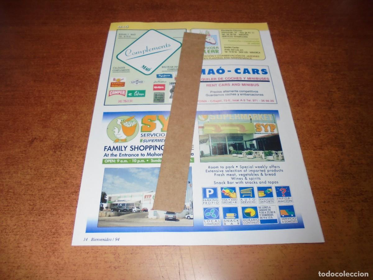 Cat&aacute;logos publicitarios: PUBLICIDAD 1994, MENORCA: SYP SUPERMERCADOS. HORT&Iacute;COLA BALEAR. MA&Oacute; CARS. COMPLEMENTS BOUTIQUE