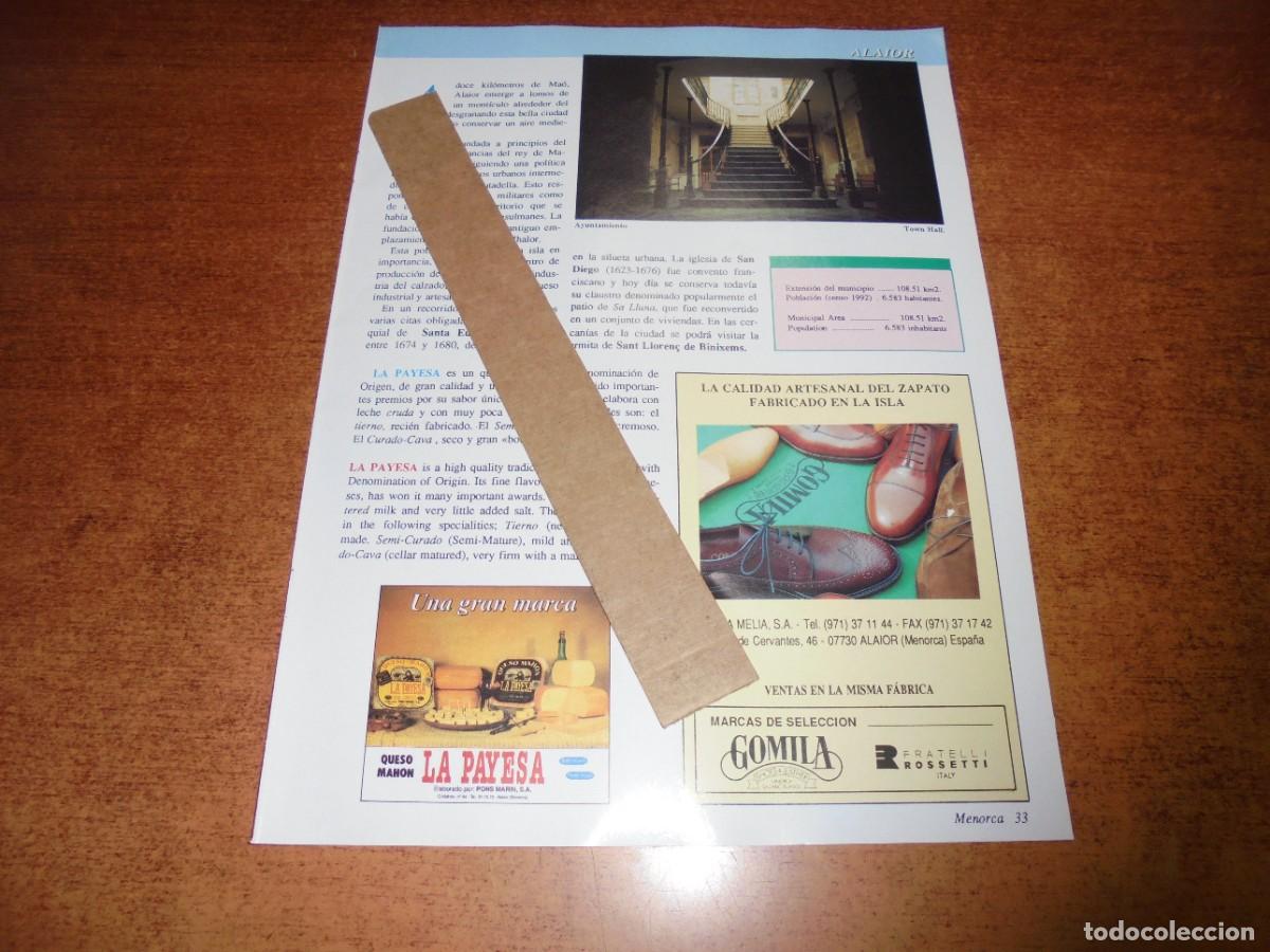 Cat&aacute;logos publicitarios: PUBLICIDAD 1994, MENORCA: ZAPATOS GOMILA. QUESO MAH&Oacute;N LA PAYESA. QUESO COINGA MAH&Oacute;N.
