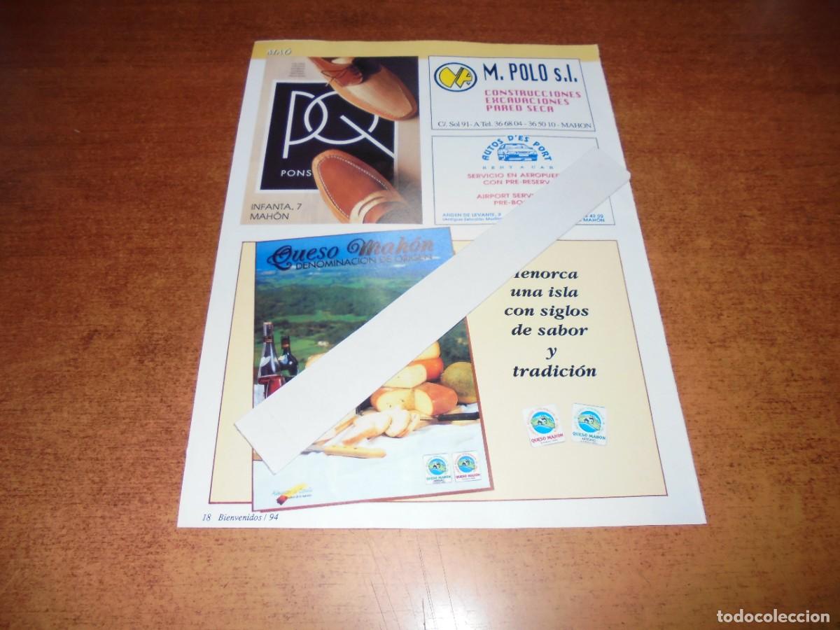 Cat&aacute;logos publicitarios: PUBLICIDAD 1994, MENORCA: ZAPATOS PONS. M. POLO CONSTRUCCIONES. AUTOS D'ESPORT RENTACAR. VALLS RENT