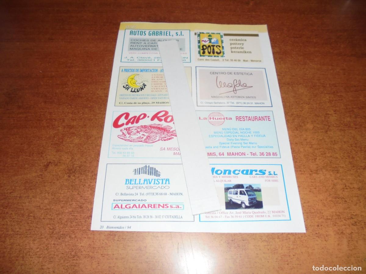 Cat&aacute;logos publicitarios: PUBLICIDAD 1994, MENORCA: POTS. SA LUNA. CAP ROIG SA MESQUIDA. LA HUERTA. BELLAVISTA. DONCARS.