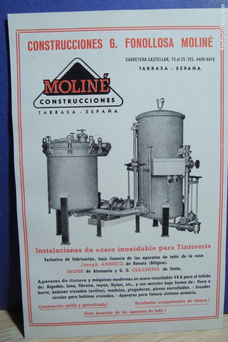 Cat&aacute;logos publicitarios: ANTIGUA PUBLICIDAD CONSTRUCCIONES FONOLLOSA MOLINE. TINTORERIA. TARRASA- SEIMEX S.A TEXTIL 1959