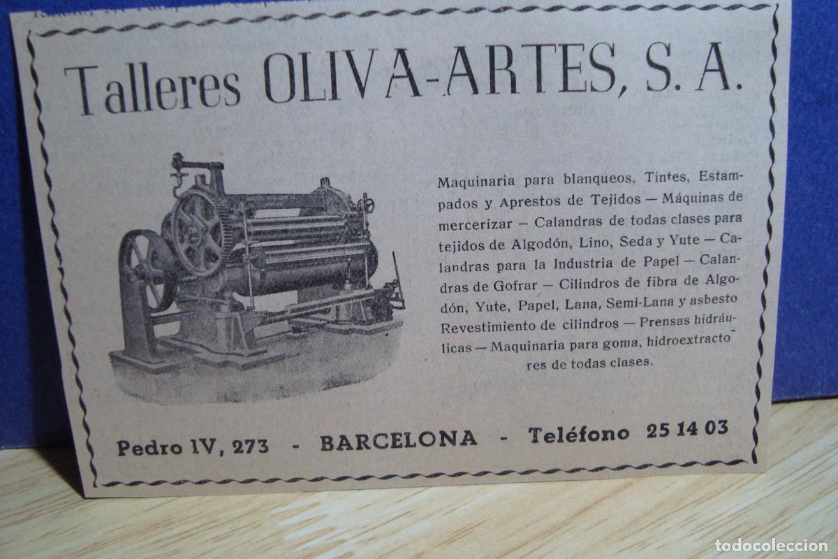 Cat&aacute;logos publicitarios: ANTIGUA PUBLICIDAD TALLERES OLIVA ARTES S.A TEJIDOS. BARCELONA 1959