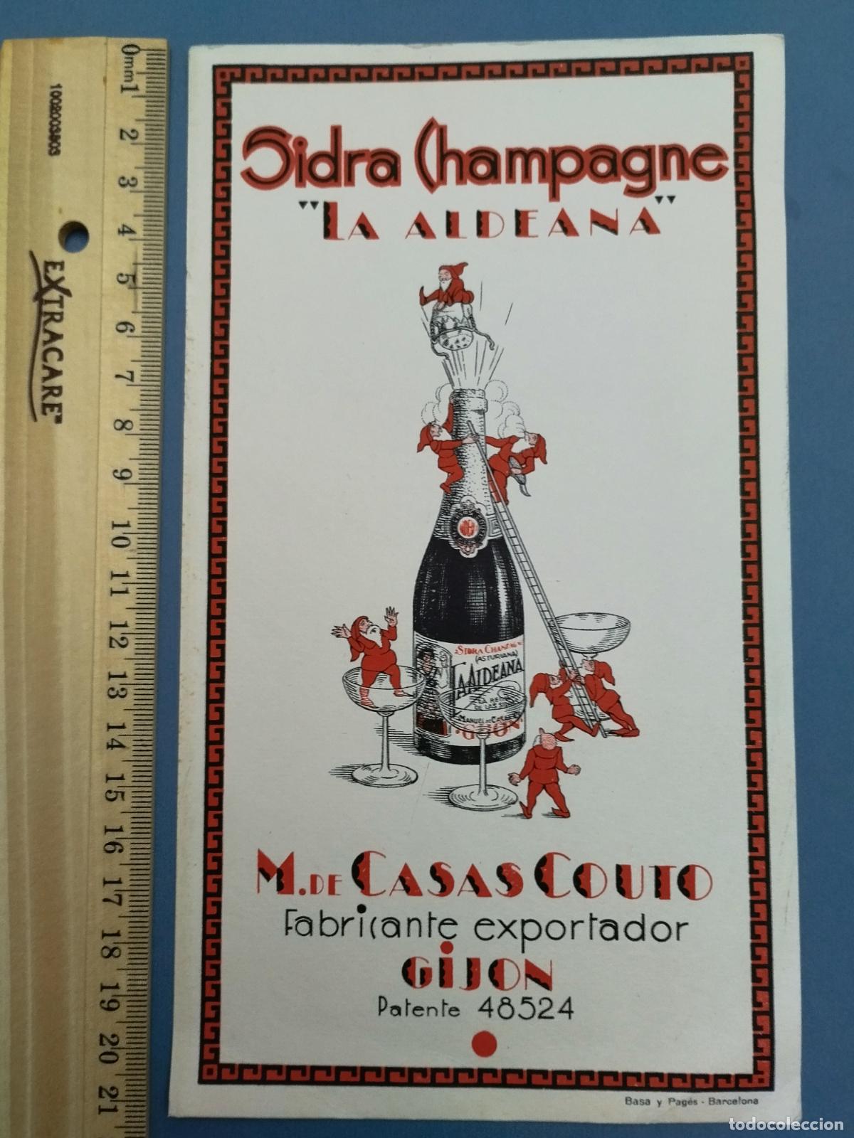 Catalogues publicitaires: PUBLICIDAD. SIDRA CHAMPAGNE LA ALDEANA. FABRICANTE EXPORTADOR. ASTURIAS. GIJ&Oacute;N.