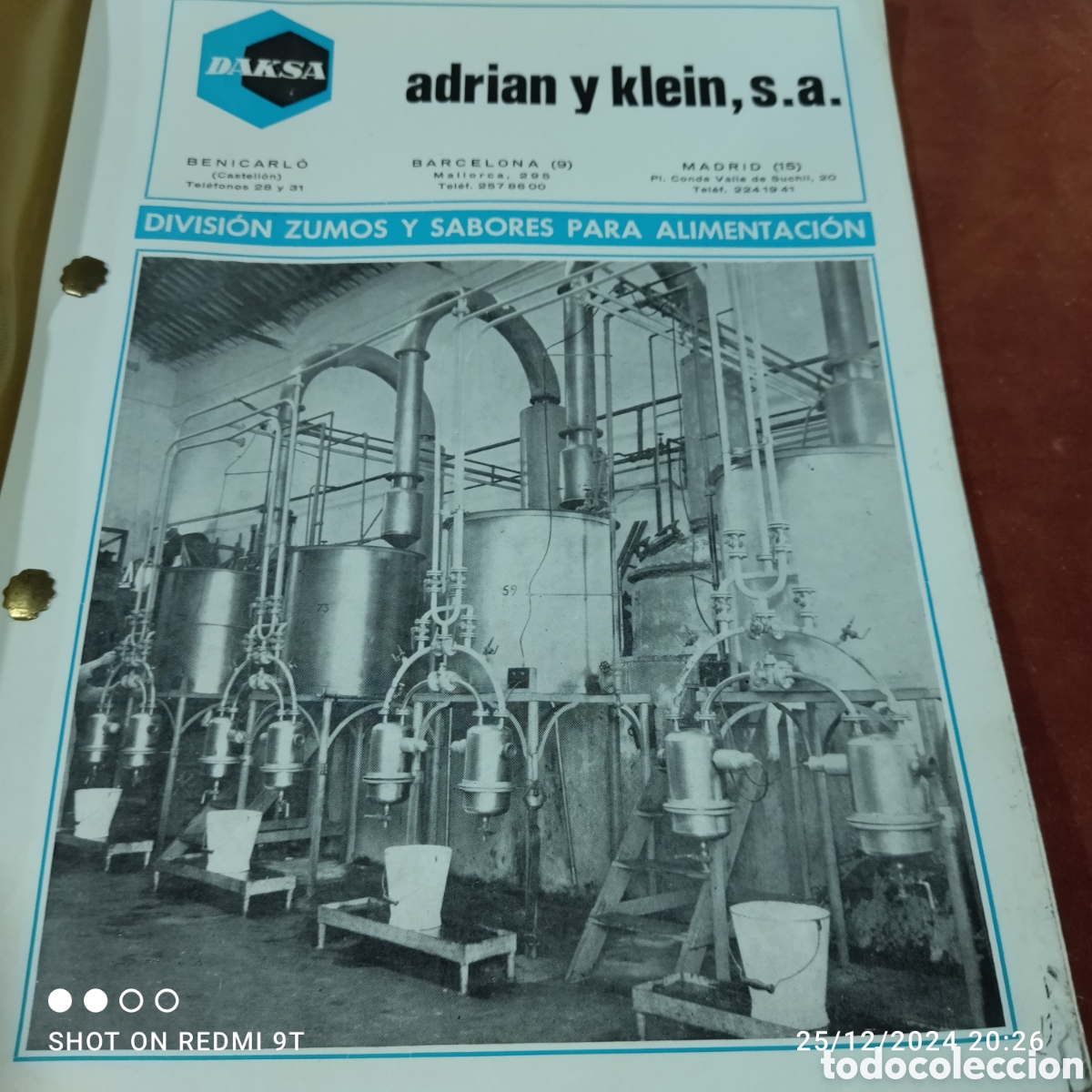 Werbekataloge: Catalogo formulario Adrian y Klein divisi&oacute;n zumos Benicarlo